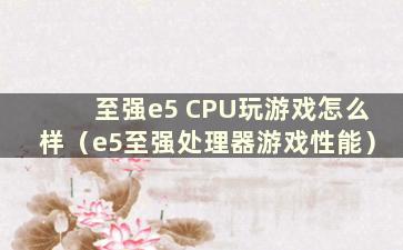 至强e5 CPU玩游戏怎么样（e5至强处理器游戏性能）